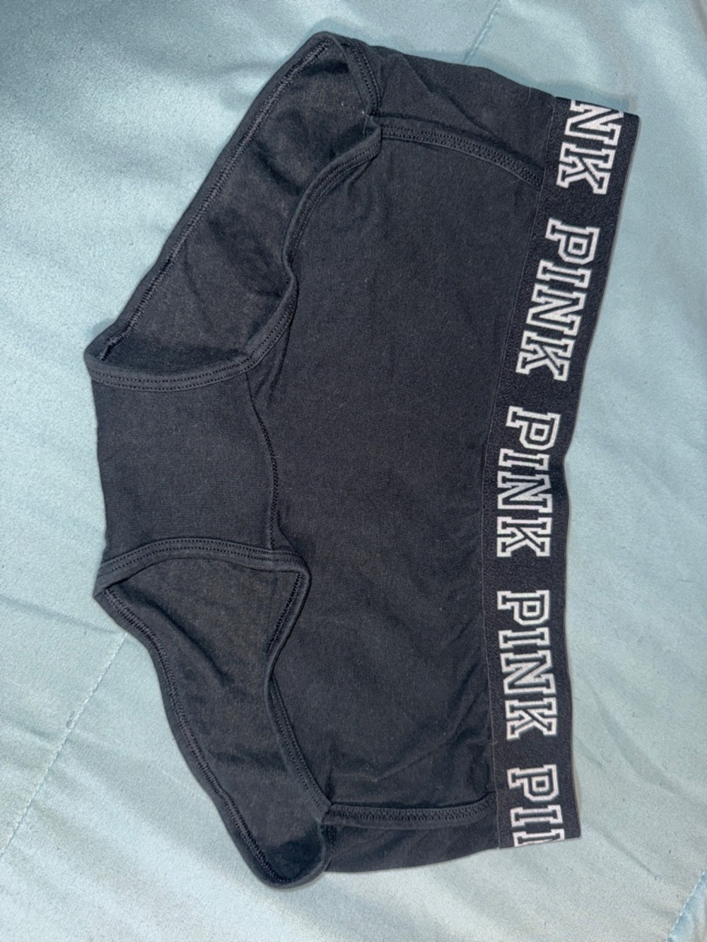 PINK Victoria's Secret Black Logo Hipster Panty